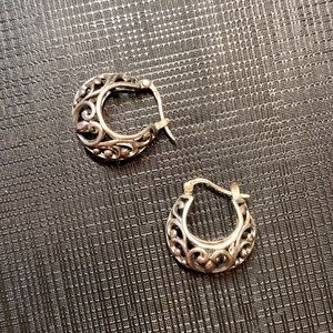 Sterling silver filigree hoops